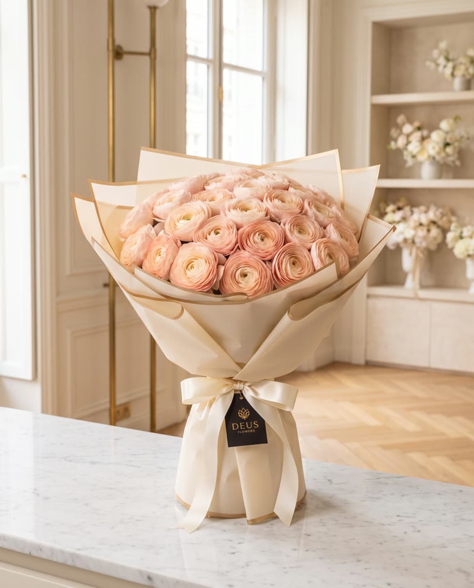 Silk Ranunculus: 35 персиковых ранункулюсов