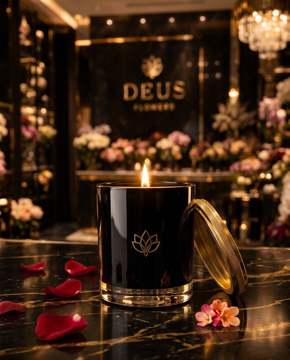 Bougie Deus Noir: Rose noire, oud et ambre