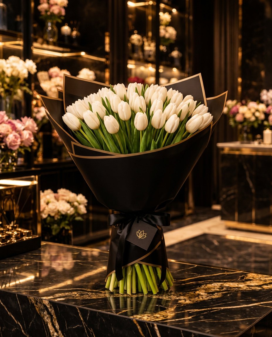 Morgen in Paris: 51 weiße Tulpen