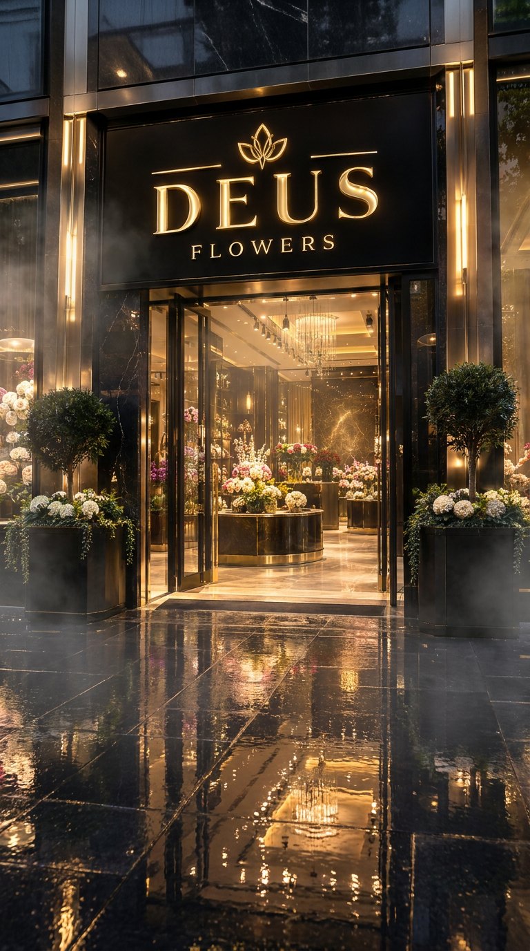 Eingang der Boutique Deus Flowers