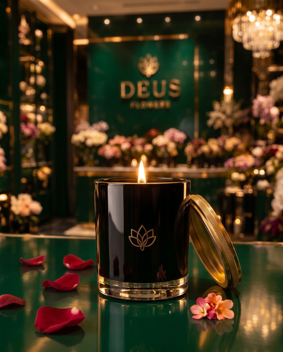 Deus Noir Candle: Black rose, oud and amber