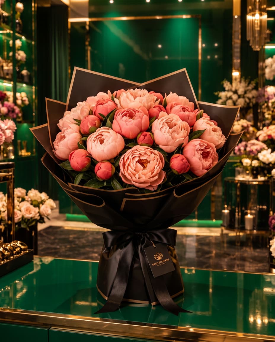 Coral Charm: 25 coral peonies