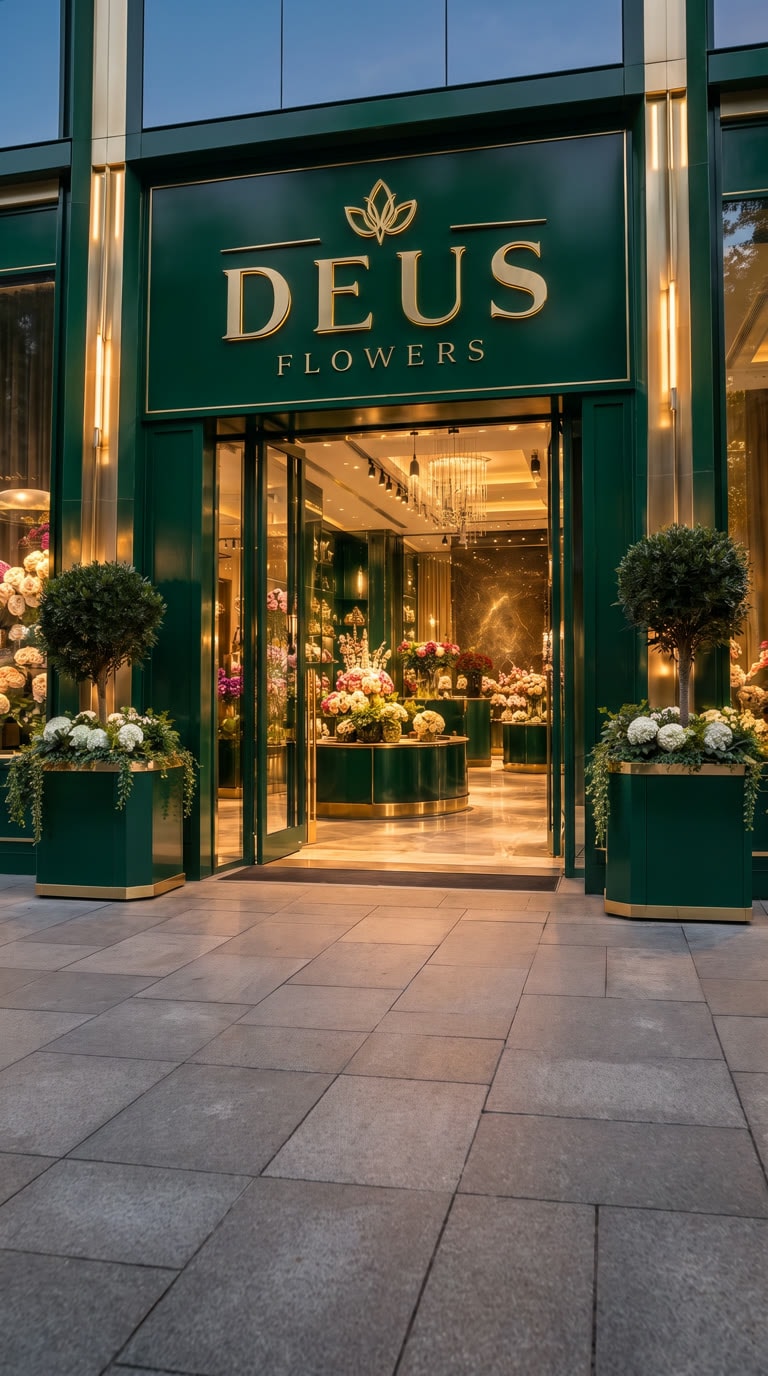 The entrance to the Deus Flowers boutique